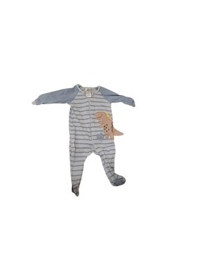 3-6 Month Gerber Blue and Gray Striped Dino One-Piece